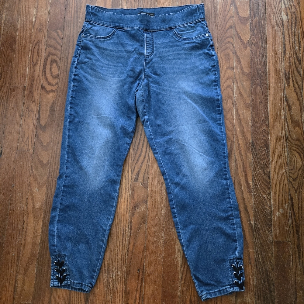 Denim Jeggings Size 16 Pockets Lace Up Ankles Indiesleaze Festival Biker